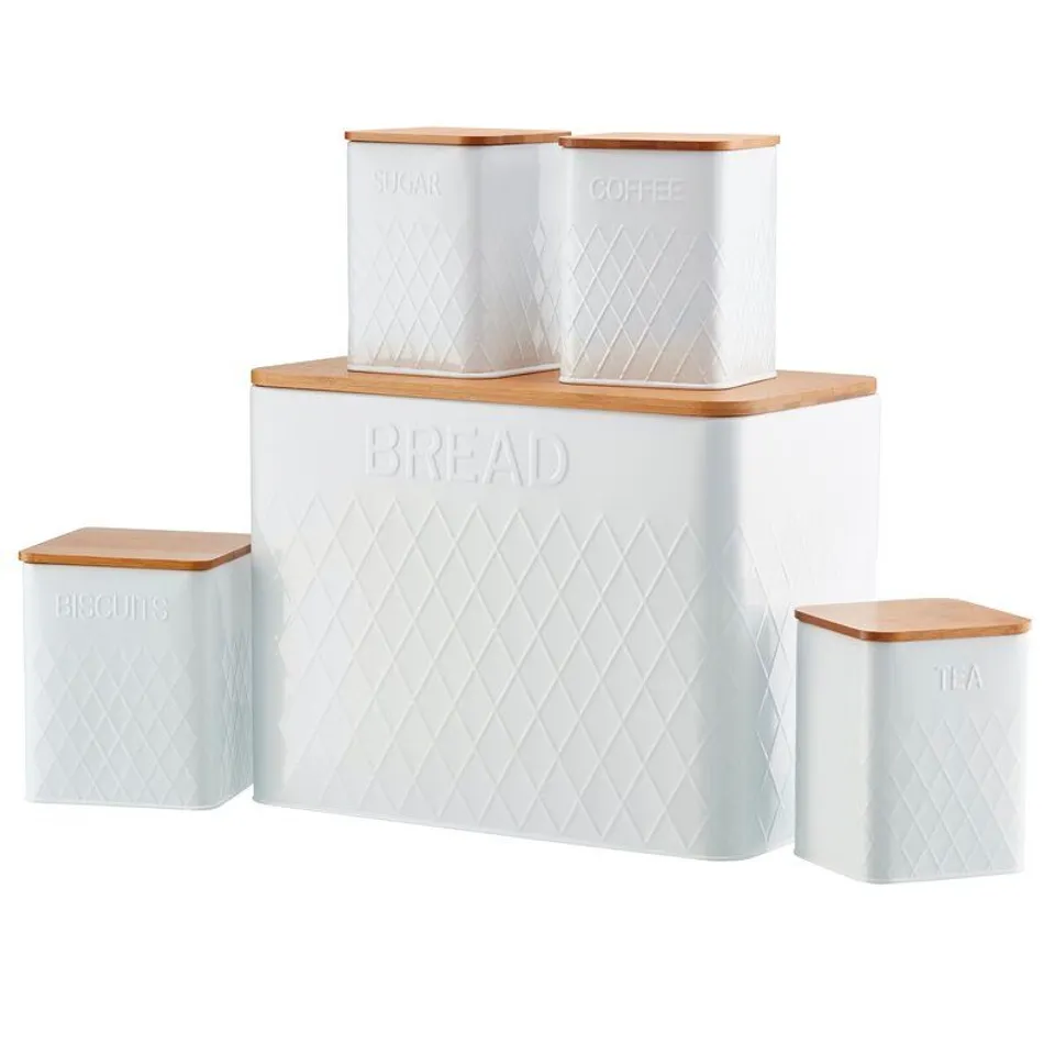 BOXED 3 PIECE KITCHEN CANISTER WHITE