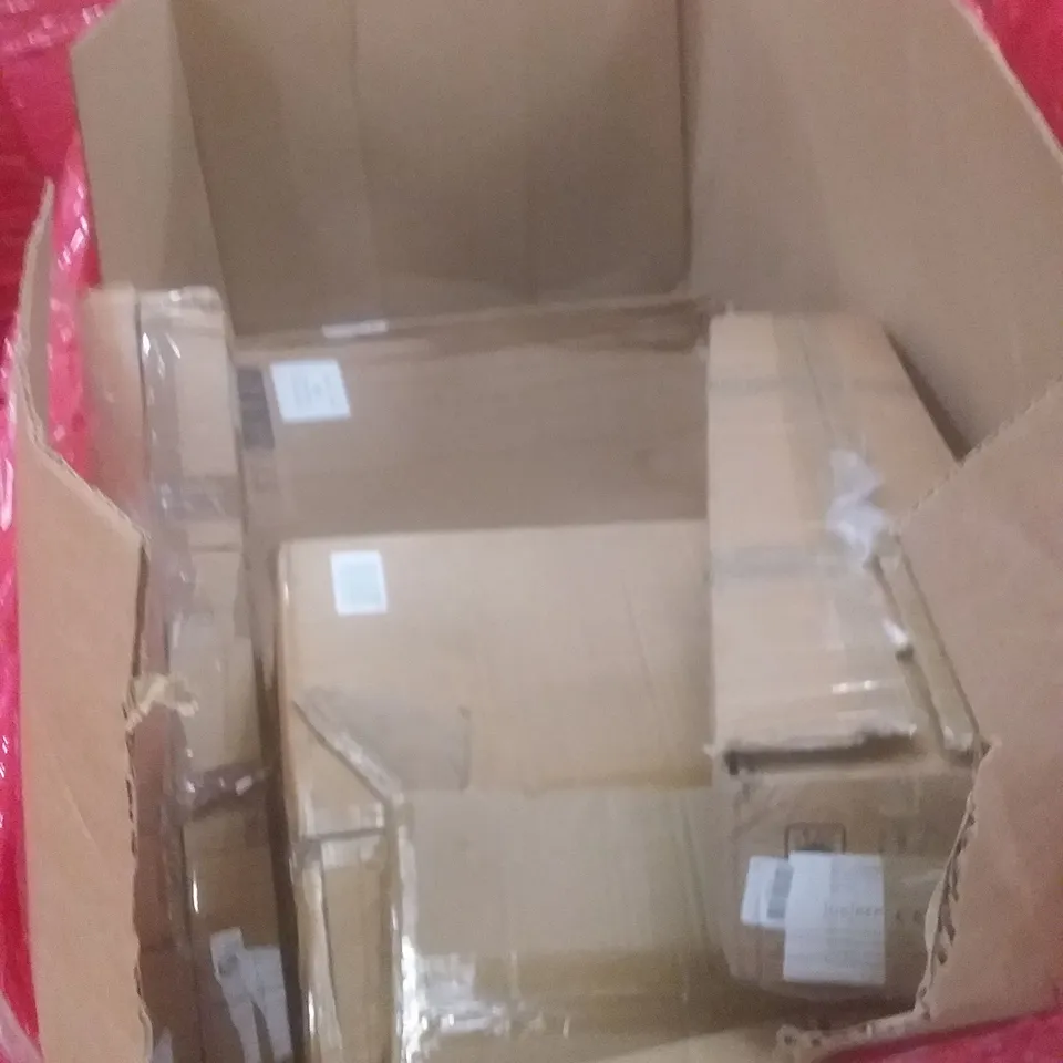 PALLET OF ASSORTED HOUSEHOLD PRODUCTS AND ITEMS, INCLUDING; EXERCISE BIKE, COOKER HOOD, AIR FRYERS, TV WALL MOUNT, BOXED FURNITURE ETC 
