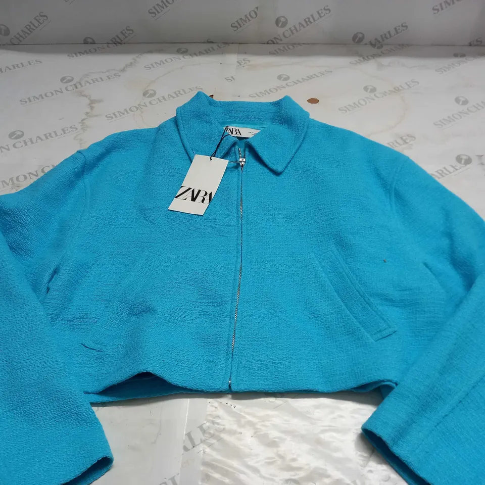 ZARA CROPPED WOMENS JACKET IN CYAN - EUR S