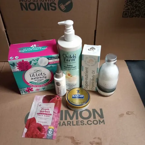 APPROXIMATEY 15 ASSORTED HEALTH AND BEAUTY PRODUCTS TO INCLUDE - LIL-LETS MATERNITY BREAST PADS - CHILD'S FARM MOISTURISER AND SHUZEN BATH CRYSTALS