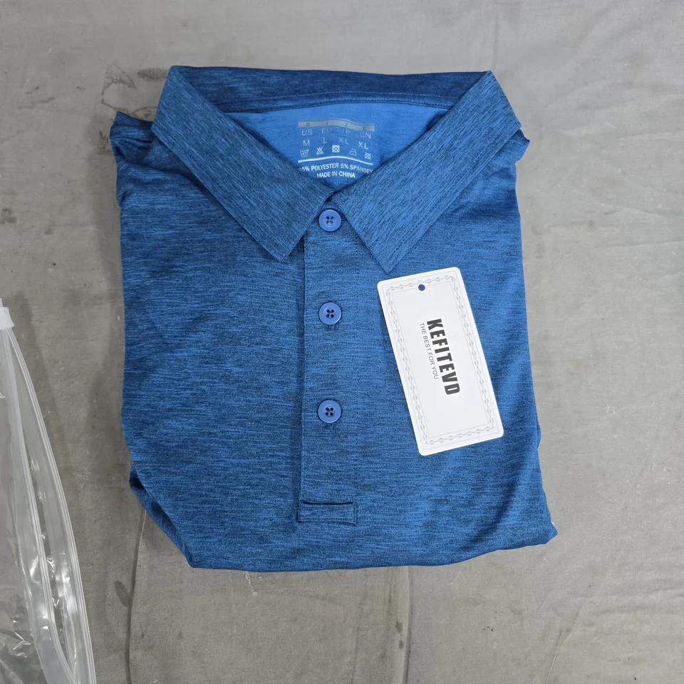 KEFITEVD Men's Blue Polo Shirt – Short Sleeve, Quick-Dry