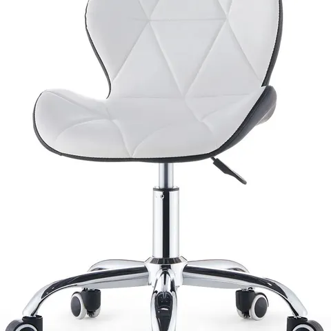 BOXED WHITE AND BLACK FAUX LEATHER SWIVEL CHAIR