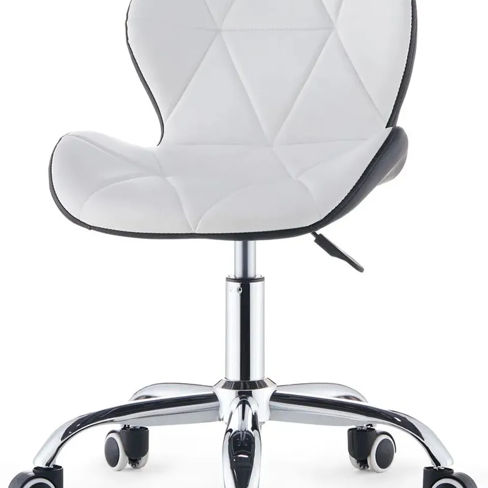 BOXED WHITE AND BLACK FAUX LEATHER SWIVEL CHAIR