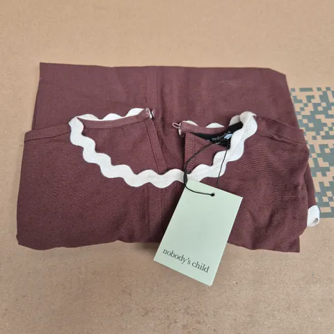 NOBODY'S CHILD BROWN RICK RACK SHIRRING DRESS – UK 6