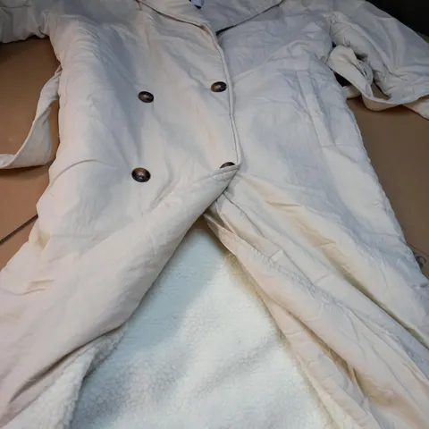 BOOHOO STONE BORG COLLAR PADDED TRENCH COAT - SIZE 12