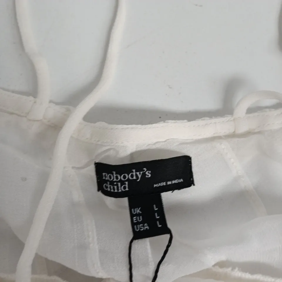 NOBODY'S CHILD WHITE LONGLINE CARDIGAN – UK L (EU L, USA L) – MADE IN INDIA