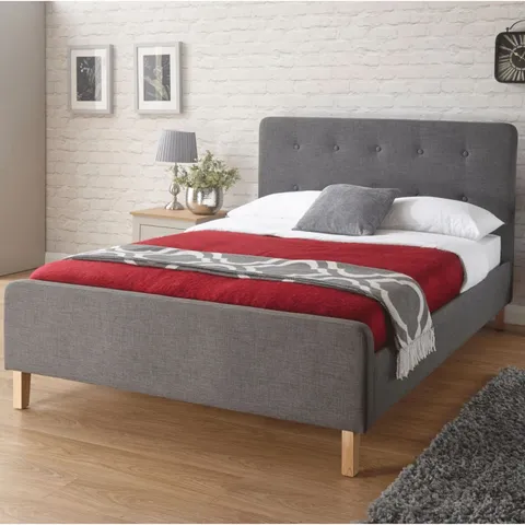 BOXED ELINOR UPHOLSTERED BED FRAME - CHARCOAL GREY (2 BOXES)