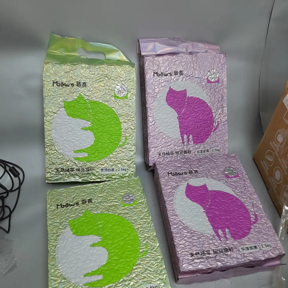 FOUR PACKS OF MEWS NATURAL PEA CAT LITTER 4 X 2.5KG