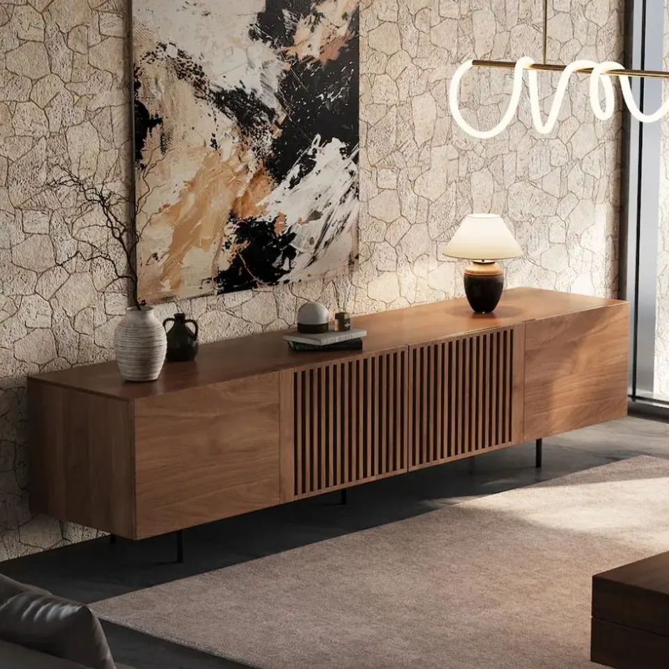 BOXED MODERN TV CABINET FOR 75" TV WITH LARGE STORAGE