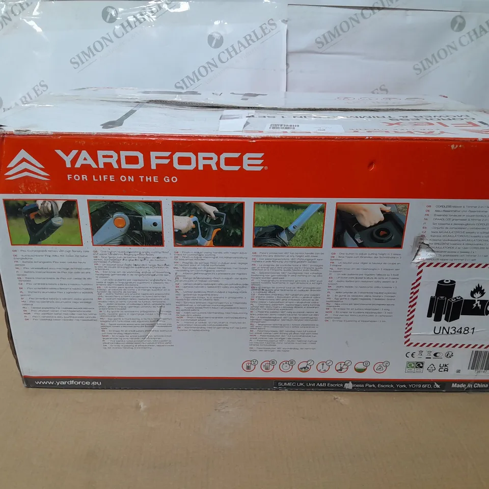 BOXED YARD FORCE IFLEX 12V MOWER & GRASS TRIMMER