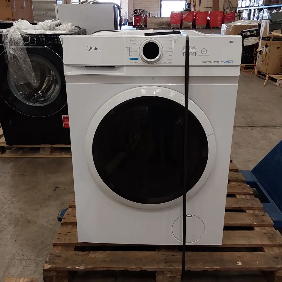 MIDEA MF10EW70BA ENERGY-SAVING FREESTANDING WASHING MACHINE, BLDC MOTOR, BRIGHT LED DISPLAY, STEAM CARE, QUICK WASH, VARIOUS TEMP OPTIONS, PREWASH, 1400 RPM, 7 KG LOAD, WHITE