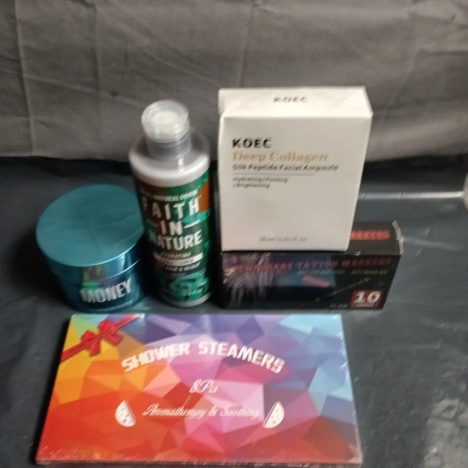 APPROXIMATELY 20 HEALTH AND BEAUTY PRODUCTS TO INCLUDE FAITH IN NATURE CONDITIONER, SHOWER STEAMERS AND TEMPORARY TATTOO MARKERS