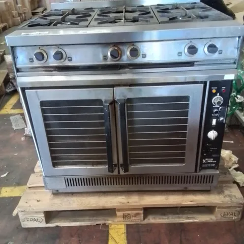 LARGE COMMERCIAL DOUBLE OVEN WITH 6 HOBS