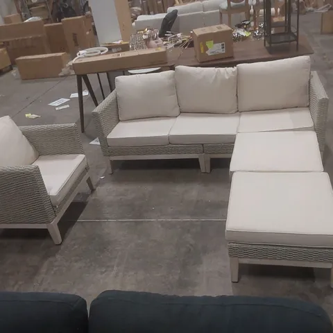 DESIGNER OUTDOOR SEATING GROUP WITH CUSHIONS