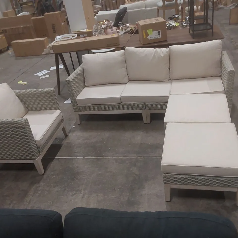 DESIGNER OUTDOOR SEATING GROUP WITH CUSHIONS