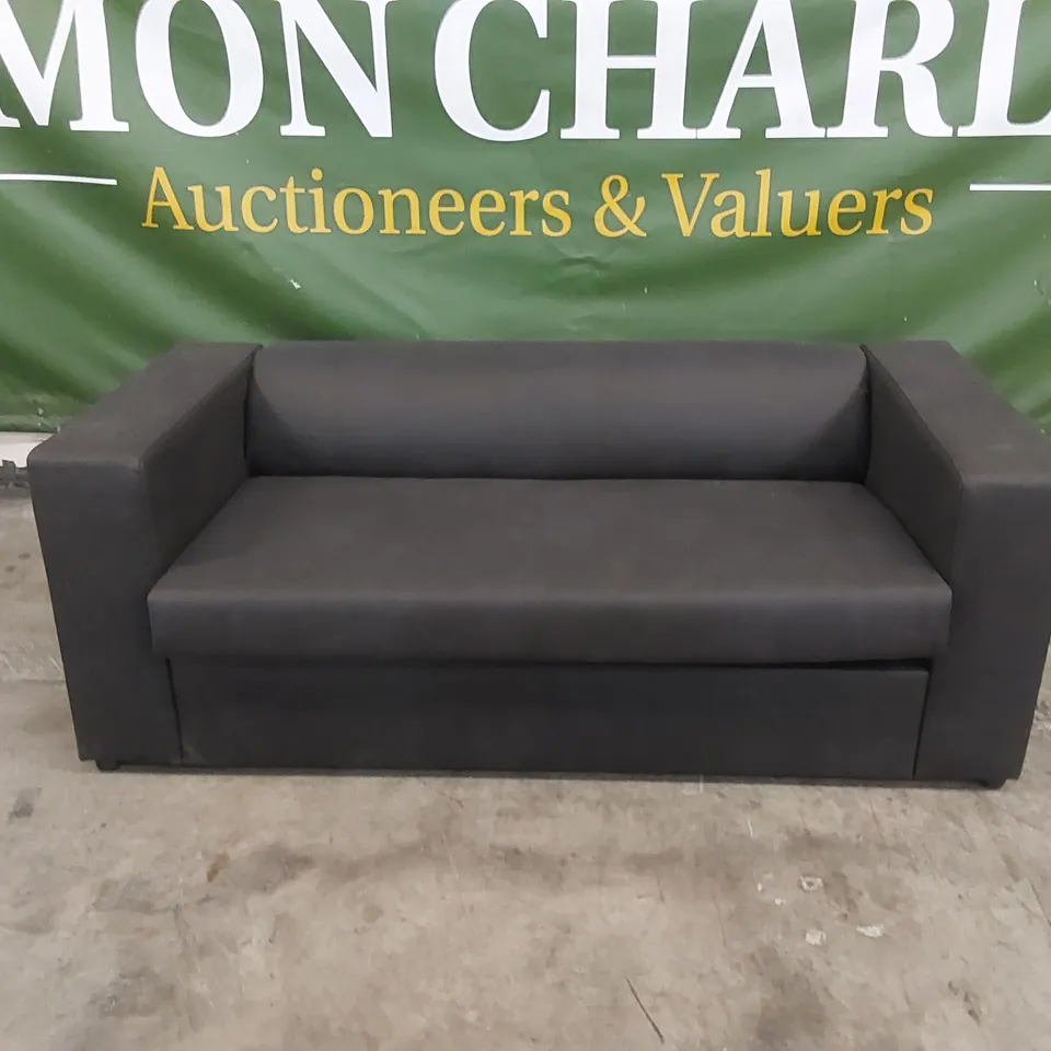 DESIGNER BLACK FABRIC UPHOLSTERED SOFA BED