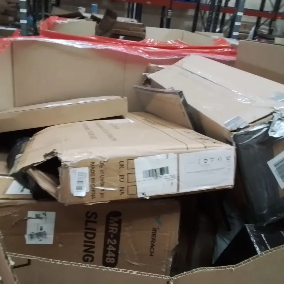 PALLET OF ASSORTED HOUSEHOLD GOODS AND PRODUCTS TO INCLUDE;STEAM CLEANER,TRIPOD,PLAY GYM