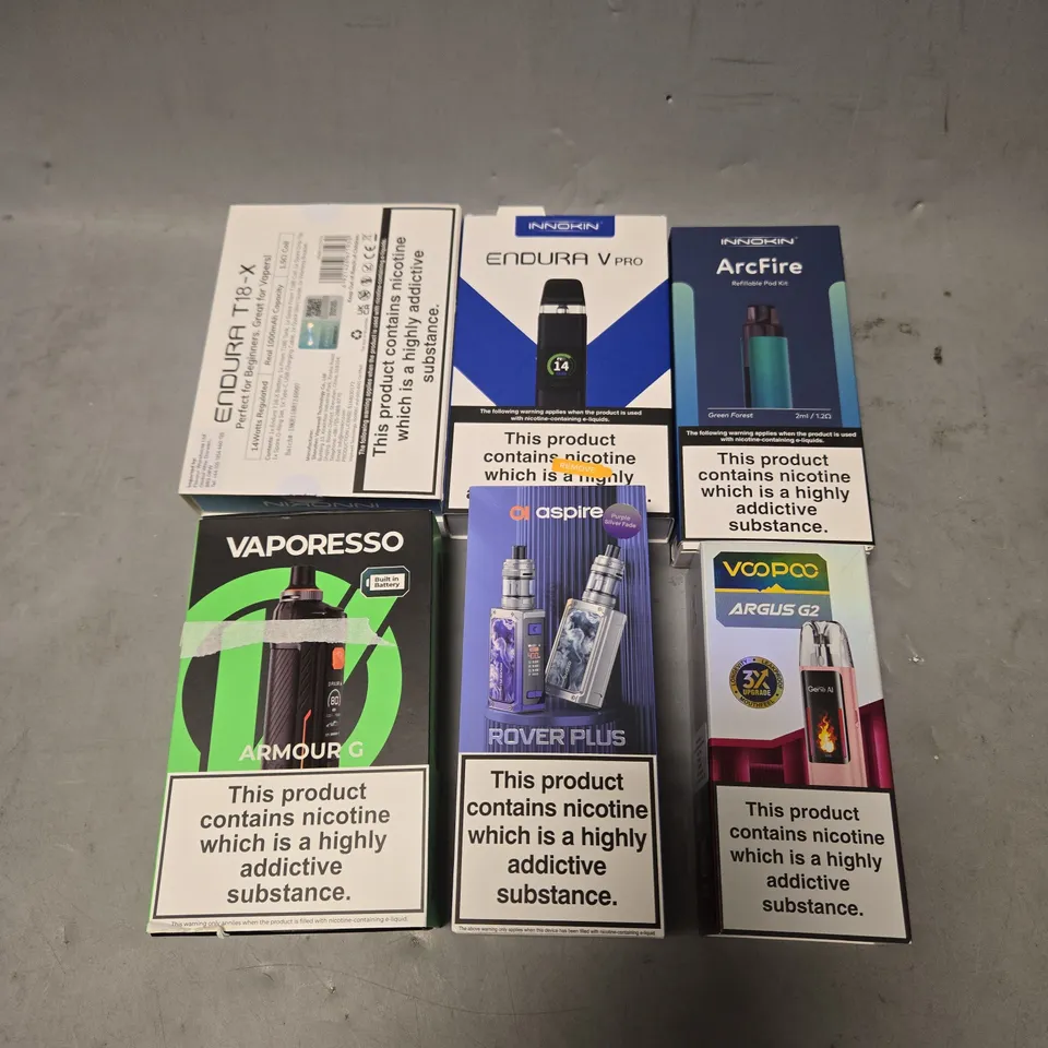 APPROXIMATELY 20 VAPES & E-CIGARETTES TO INCLUDE VAPORESSO, ASPIRE, VOOPOO ETC 