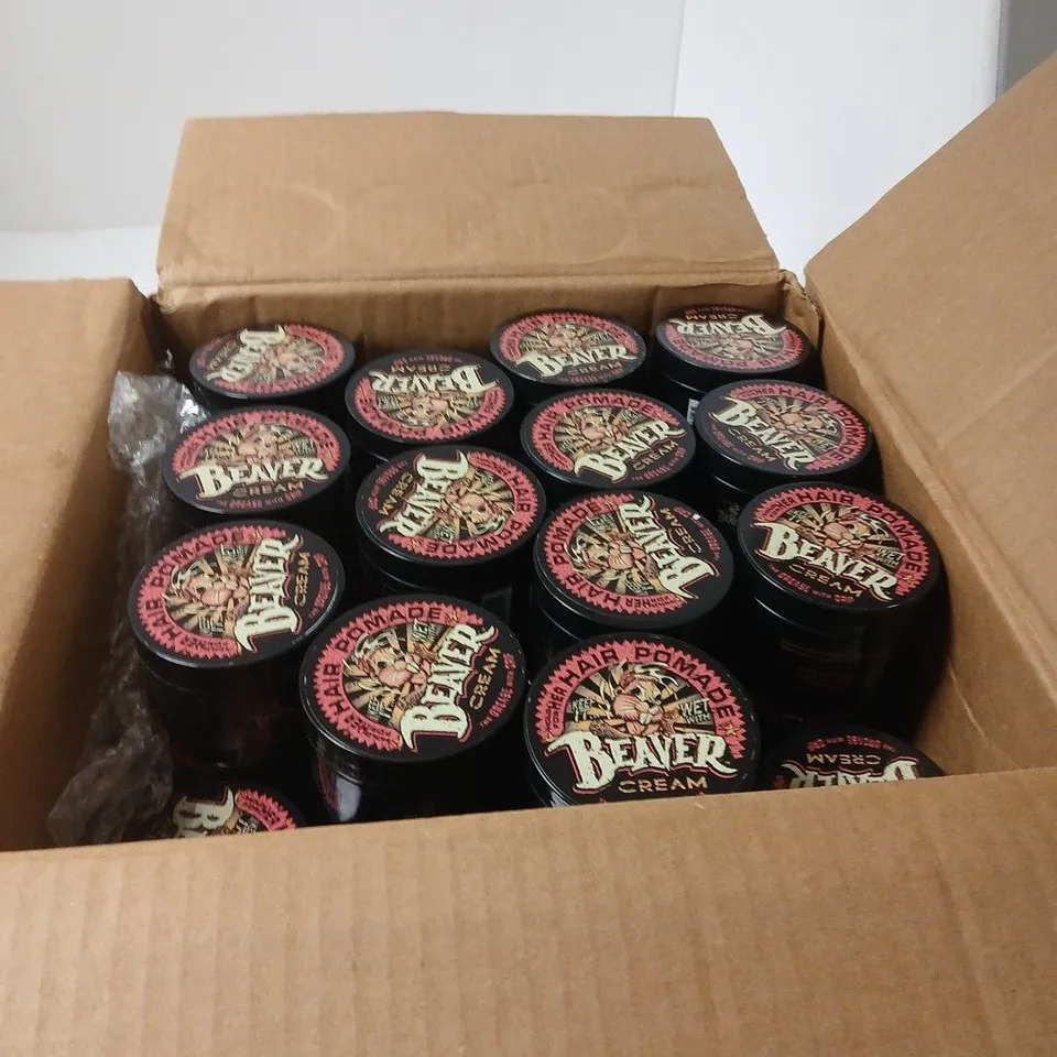 BOX OF APPROXIMATELY 40 X BEAVER CREAM HAIR STYLING CREAM – THE GREASE WITH GRIP 