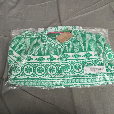 BAGGED BODEN WOMEN'S GREEN & WHITE PRINTED DRESS – SIZE 1D 