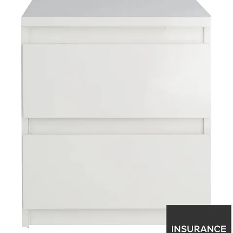 LAYTON GLOSS 2 DRAWER BEDSIDE - WHITE 