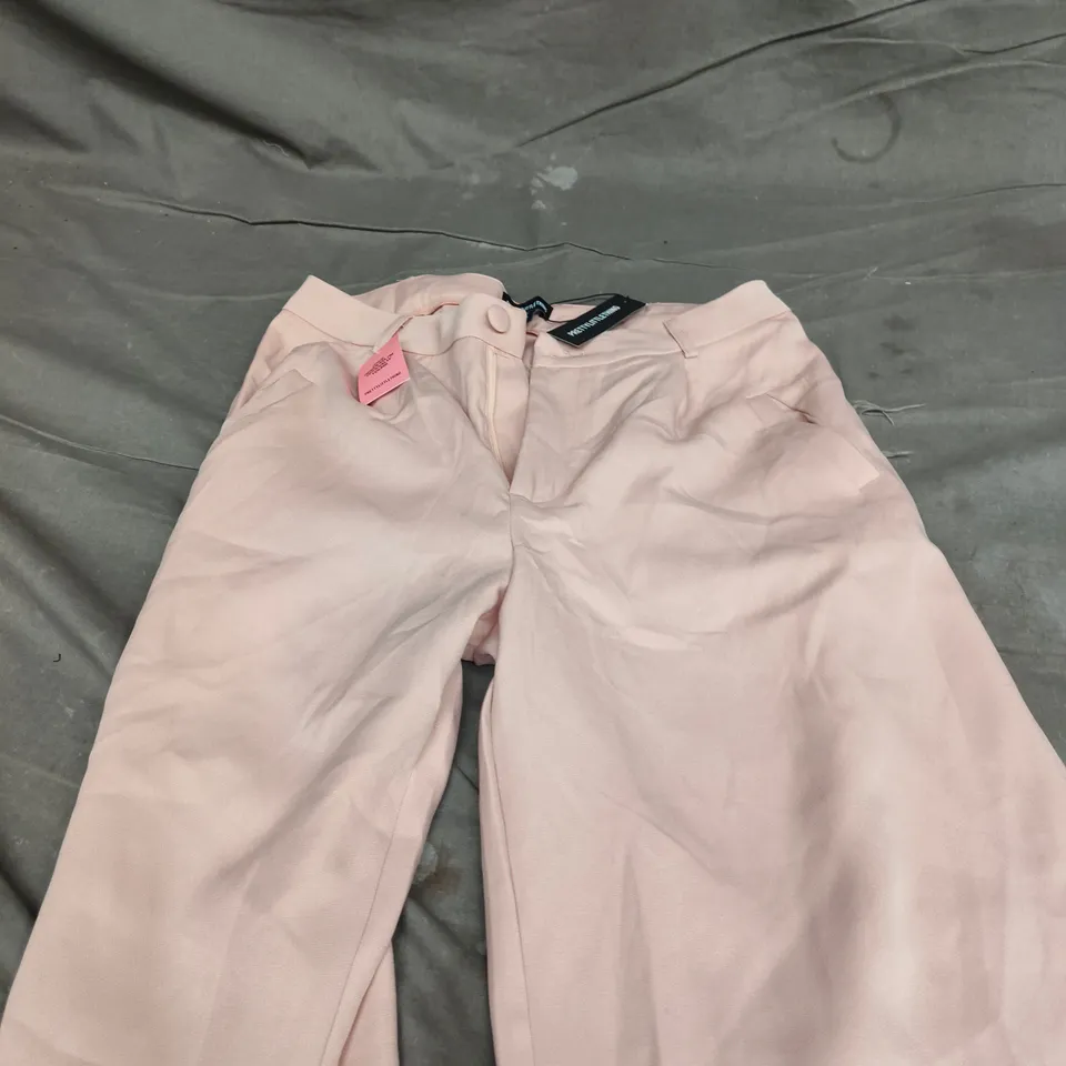 PRETTYLITTLETHING STONE WOVEN PLEAT DETAIL WIDE LEG TROUSERS UK 12