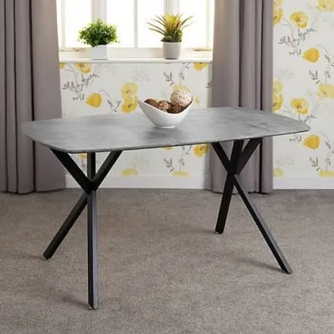 BOXED ATHENS RECTANGULAR DINING TABLE - L80 X W140 X H75 CM - CONCRETE EFFECT/BLACK