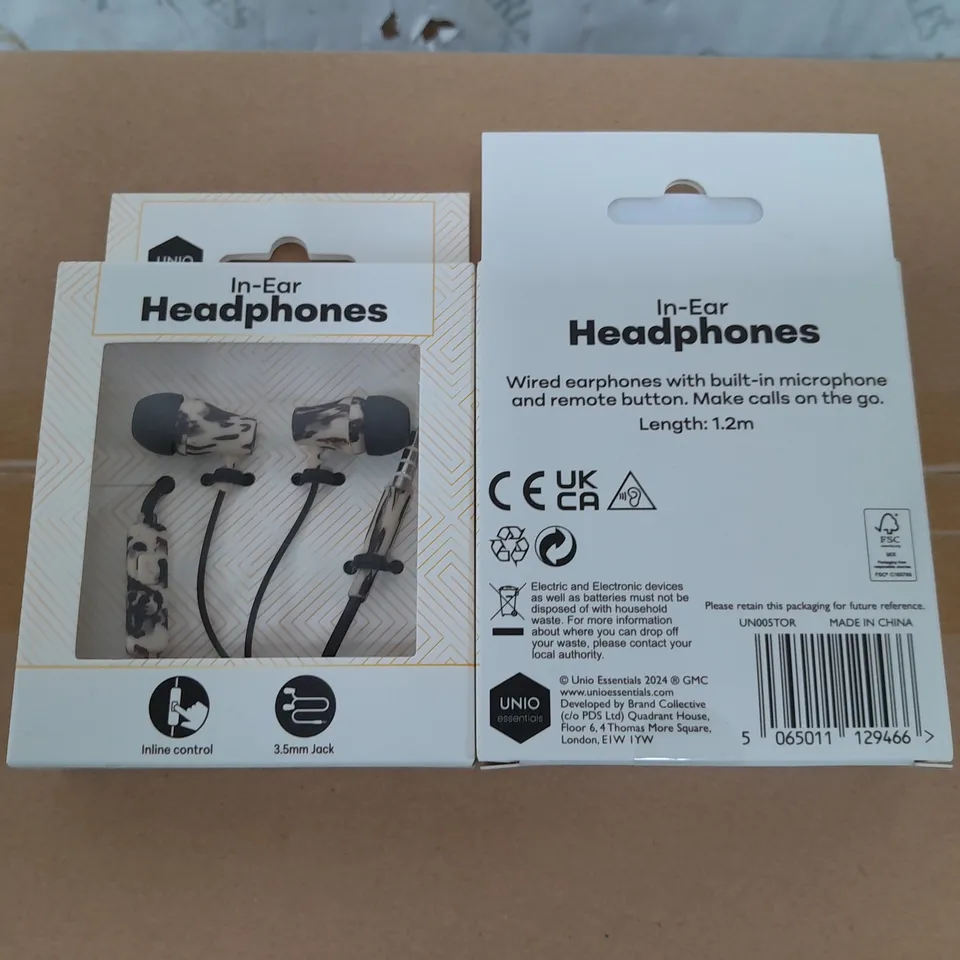 LOT OF 80 BOXED BRAND NEW 1.2M IN-EAR HEADPHONES - TORTOISE