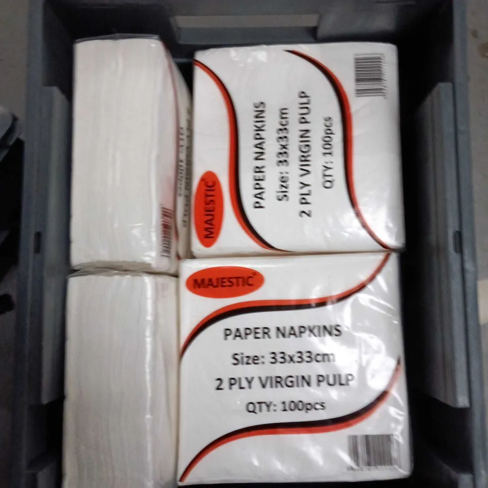 APPROXIMATELY 7 PACKS OF MAJESTIC PAPER NAPKINS - WHITE - 100 PER PACK