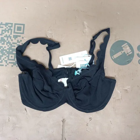 BRAVISSIMO SPIRIT SCALLOP BIKINI TOP IN BLACK SIZE 34E