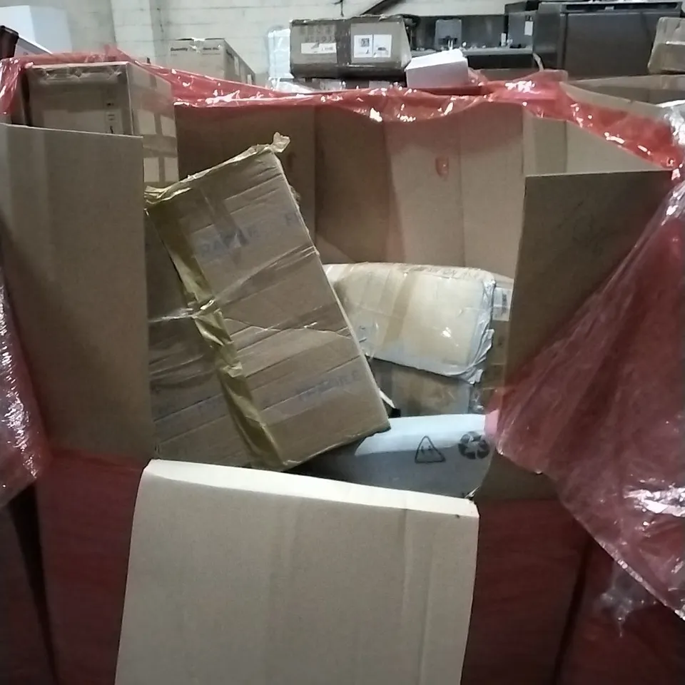 PALLET OF HOUSEHOLD ITEMS TO INCLUDE UV CURING/LIGHTING TWO IN ONE FLOOR LAMP, DOLL BUNK BEDS, LED BULBS 6W, CLOCK AND OTHER ASSORTED ITEMS...