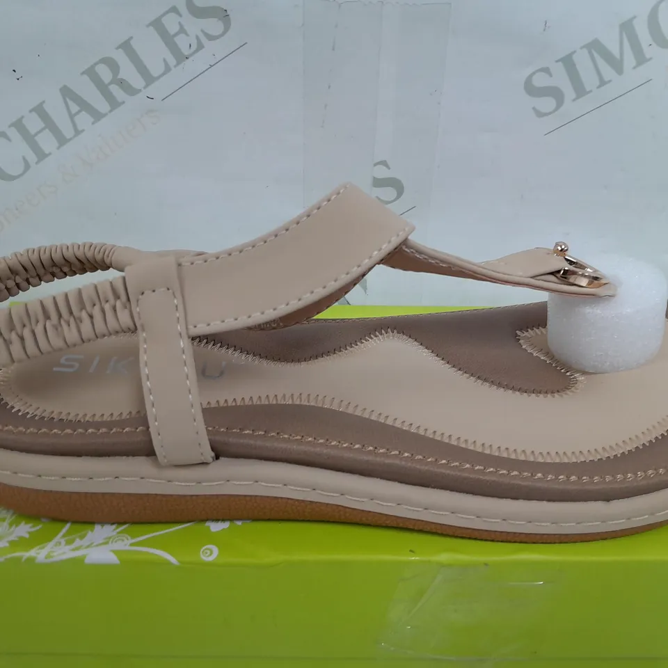 BOXED PAIR OF SIKETU OPEN TOE SLIPPERS IN NUDE - SIZE 37