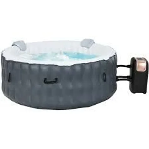 BOXED INFLATABLE HOT TUB SPA PORTABLE HEATED ROUND TUB SPA W/ 108 MASSAGE BUBBLE JETS - GREY (1 BOX)