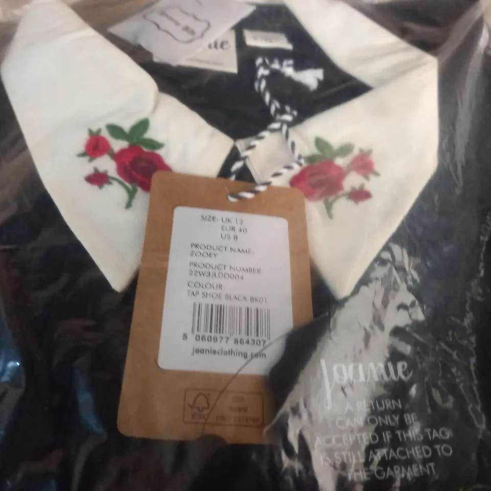 BAGGED JOANNIE EMBROIDERED COLLAR ZOOEY DRESS - UK 12