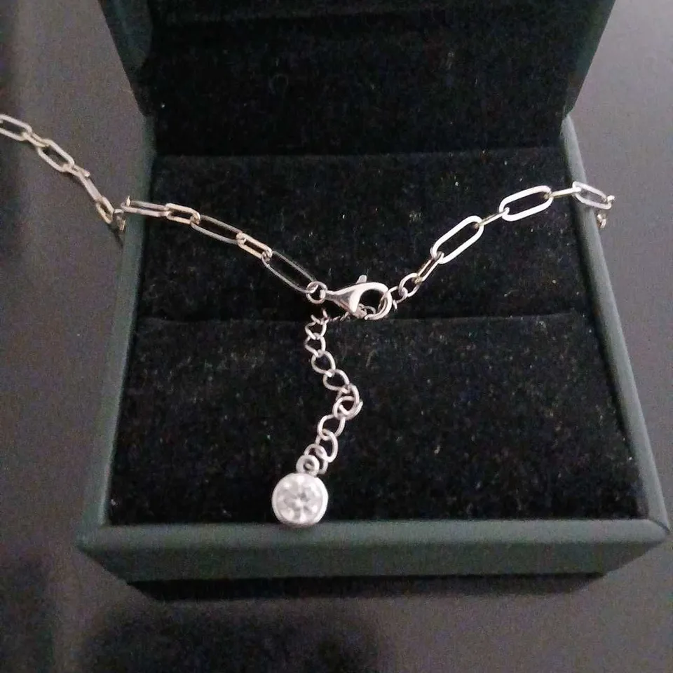 DIAMONIQUE 0.5CT TW PAPERCLIP 45CM NECKLACE STERLING SILVER