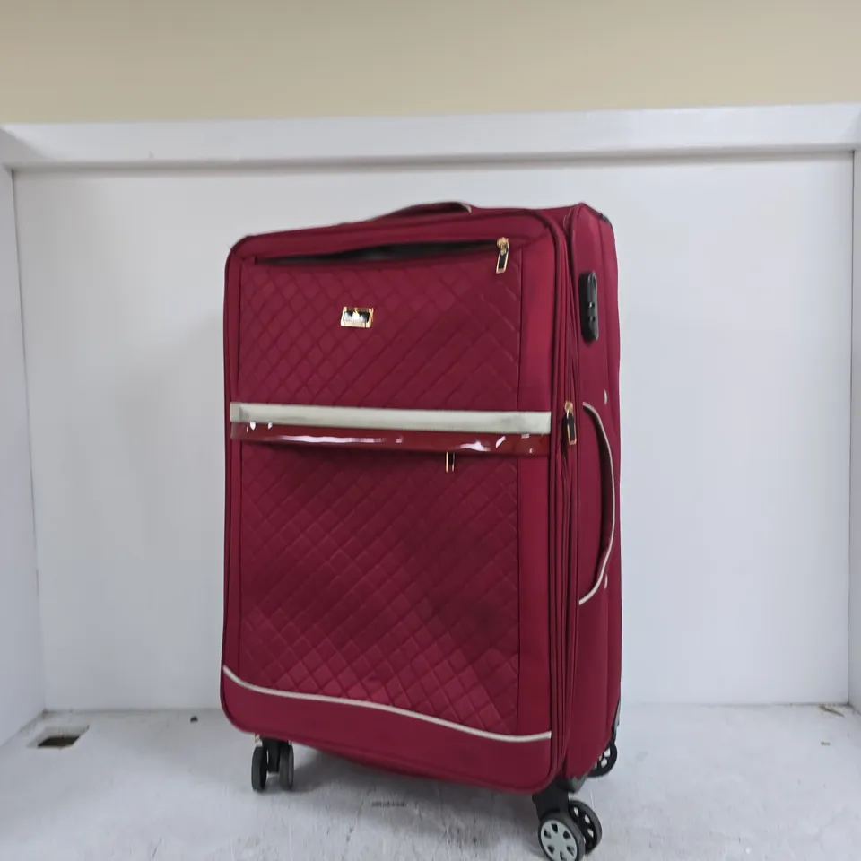 SWISS POLO RED QUILTED ROLLING SUITCASE WITH WHEELS