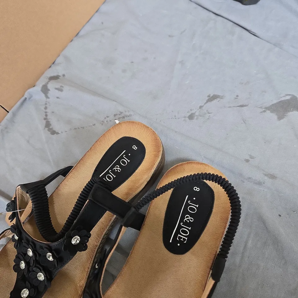 JO & JOE WOMEN'S SANDALS – BLACK EMBELLISHED STRAPS, UK 8