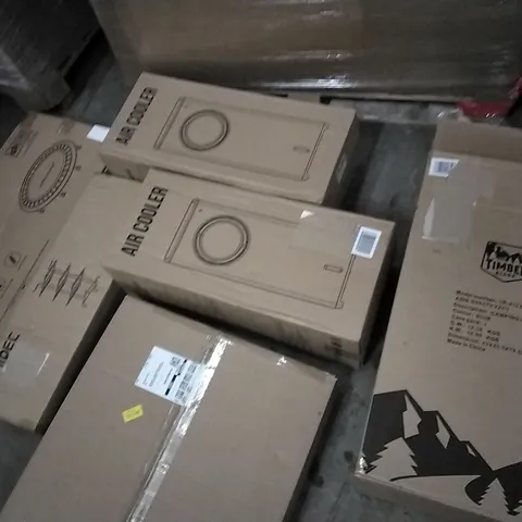 PALLET OF ASSORTED ITEMS INCLUDING AIR COOLER, TIMBER RIDGE CAMPING WAGON, HOMIDEC DRYING RACK, MOVTOTOP FOLDING TRAMPOLINE,FITFORT AIR CIRCULATOR, PLAYHDHD