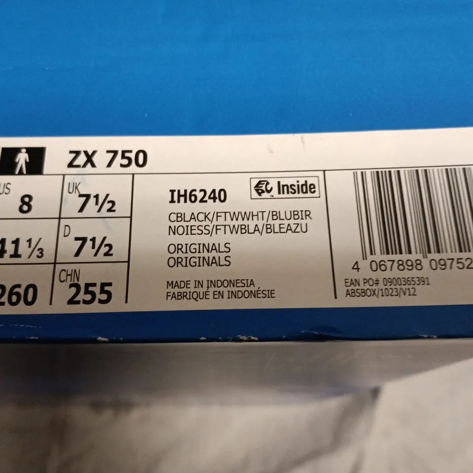 ADIDAS ZX 750 TRAINERS – BLACK/BLUE, UK 7.5 (US 8)