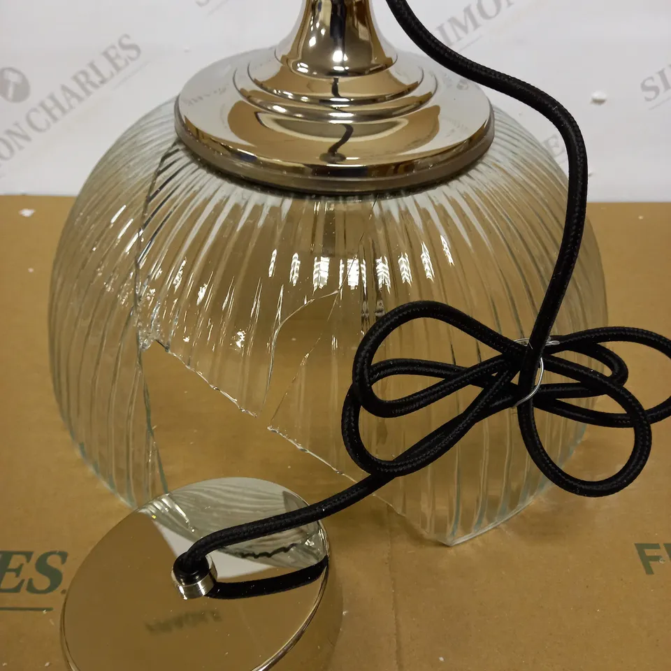 DAR LIGHTING YAMBOL PENDANT POLISHED NICKEL CLEAR GLASS LIGHT FIXTURE