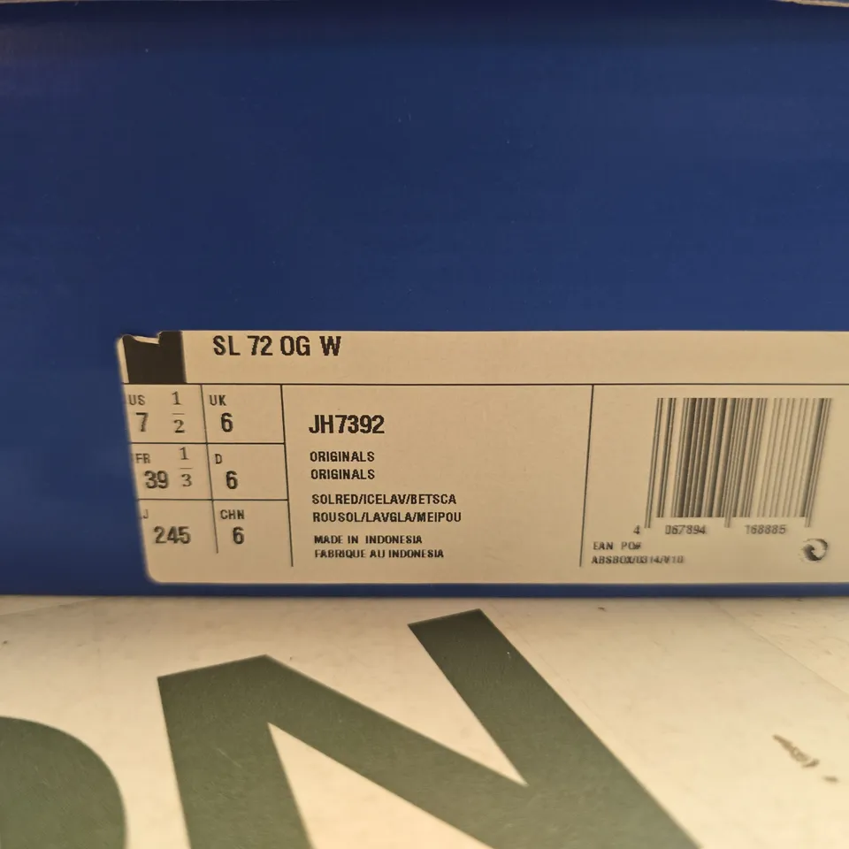BOXED PAIR OF ADIDAS SL72 OG W WOMEN'S SNEAKERS – RED/PINK, UK 6