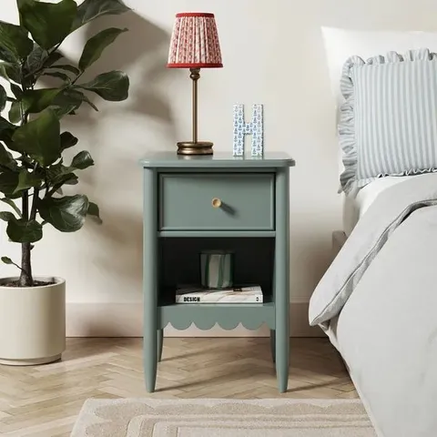 BOXED REMI 1 DRAWER BEDSIDE TABLE - LILYPAD GREEN (1 BOX)