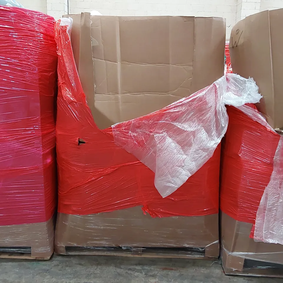 PALLET OF ASSORTED ITEMS INCLUDING: STEAM CLEANER, LIGHTED 4FT ARTIFICIAL BIRCH TREE, PORTABLE MATTRESS, DANCE MAT, RUG