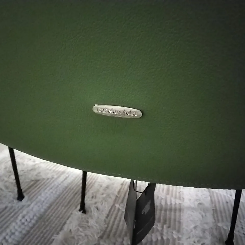 PAIR OF ITALIAN MADE CATTELAN GREEN LEATHER DINING CHAIRS 