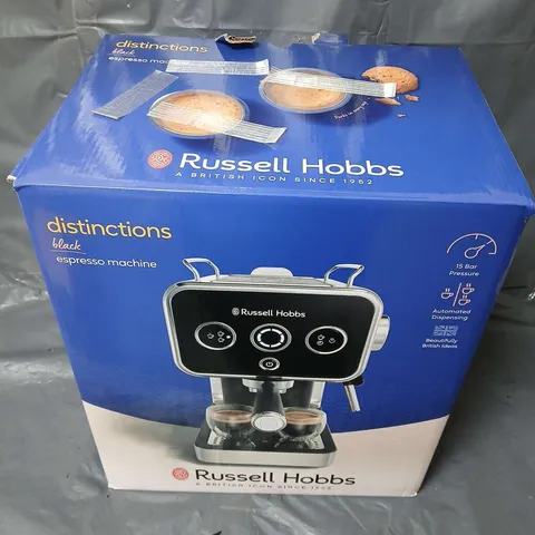 BOXED RUSSELL HOBBS DISTINCTIONS ESPRESSO MACHINE - BLACK