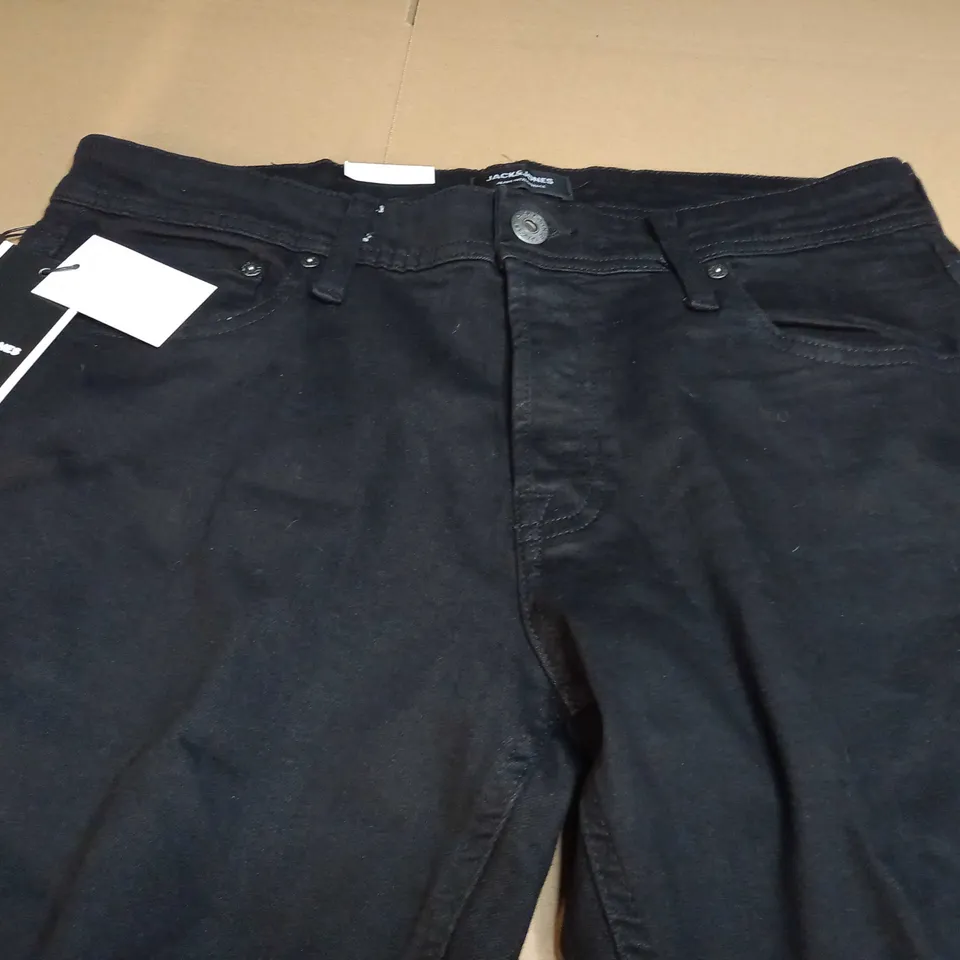 JACK & JONES SLIM GLENN LOW RISE BLACK DENIM JEANS - W34 L30