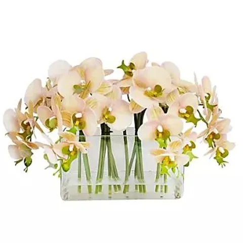 HOME STORIES MULTI-STEM FAUX FLORAL ARRANGEMENT IN GLASS VASE
