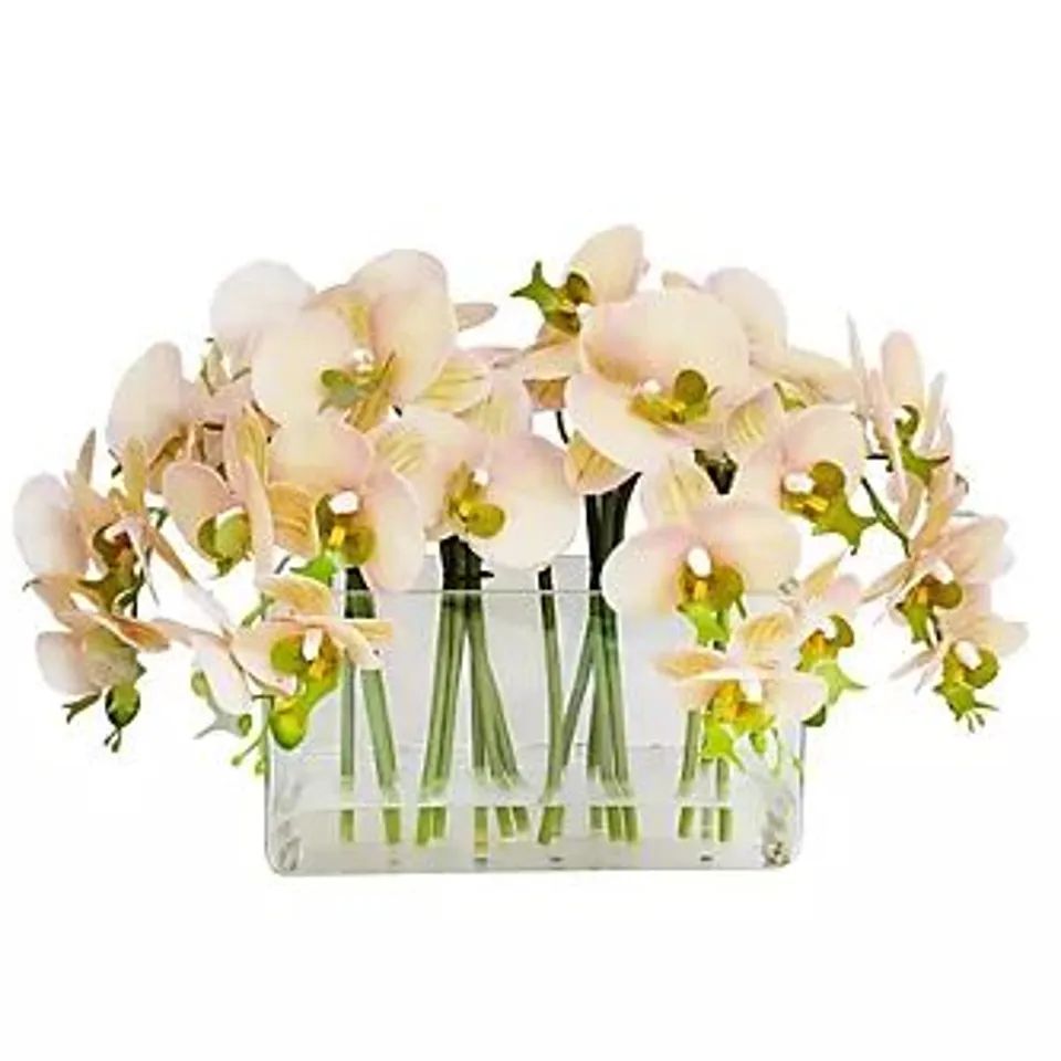 HOME STORIES MULTI-STEM FAUX FLORAL ARRANGEMENT IN GLASS VASE