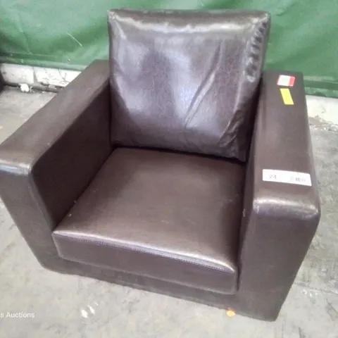 DESIGNER FAVIANA ARMCHAIR BROWN FAUX LEATHER