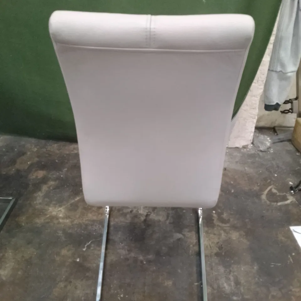 LIGHT GREY LEATHER DINING CHAIR